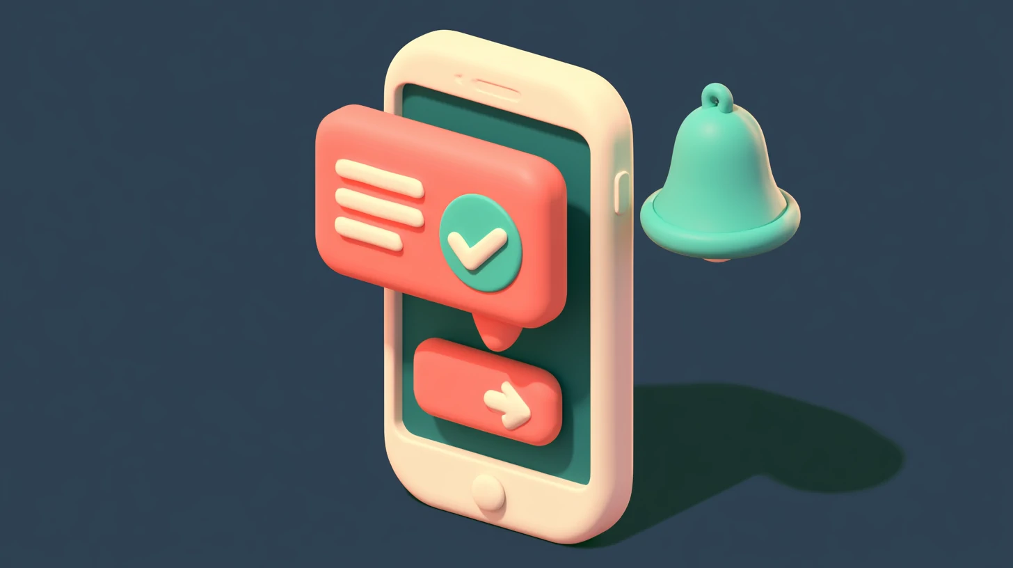 WhatsApp reminder confirming a real estate showing on a matte-clay cell phone, with the question 'can you confirm your showing?' and confirm and reschedule buttons next to a teal bell
