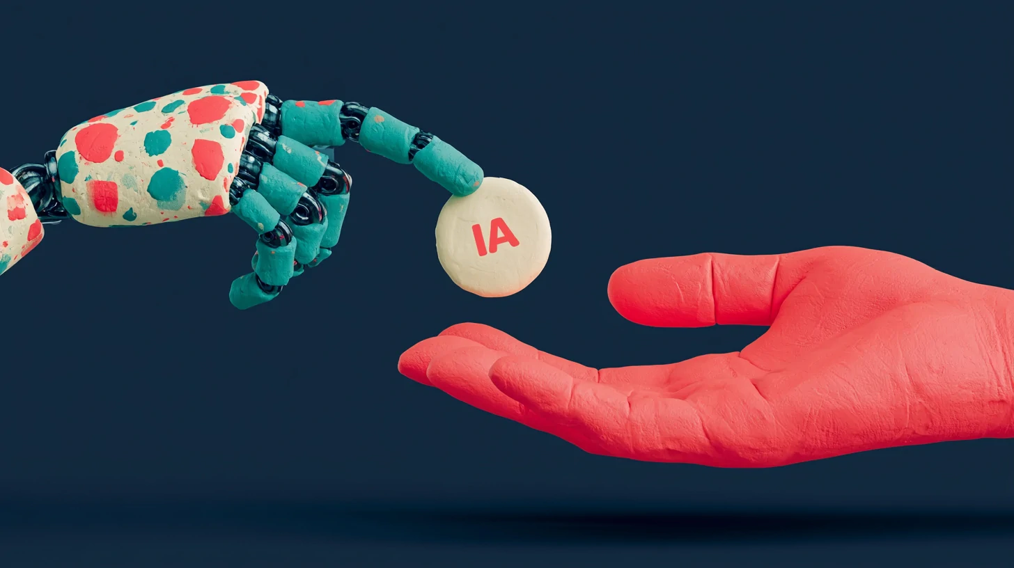 A matte-clay stopwatch marking about one second next to a sound wave: the low latency that makes an AI voice agent sound human on the phone