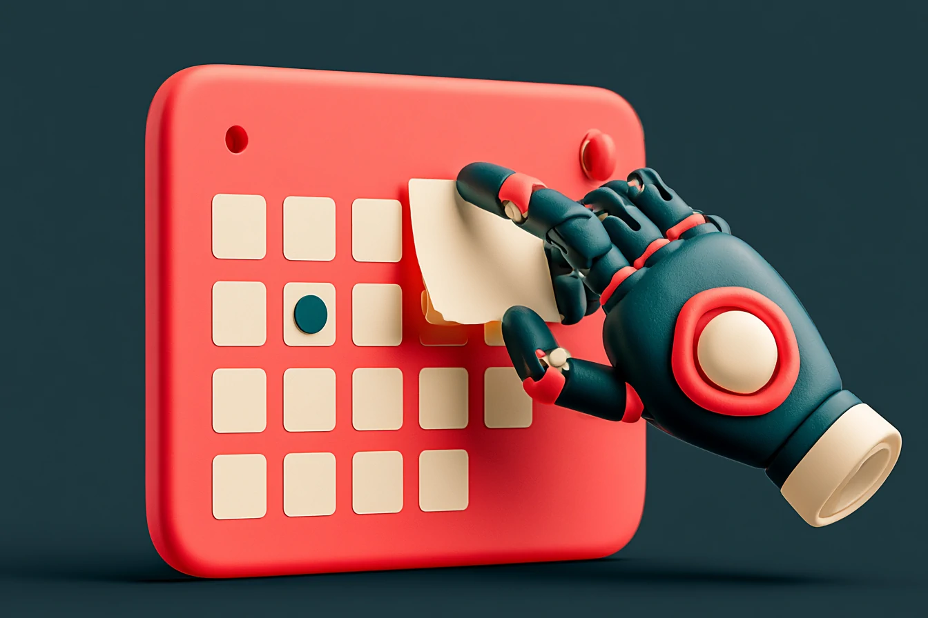 The firm's Kanban board where the AI agent moves a lead's card toward a consultation booked on the calendar, on a matte navy background