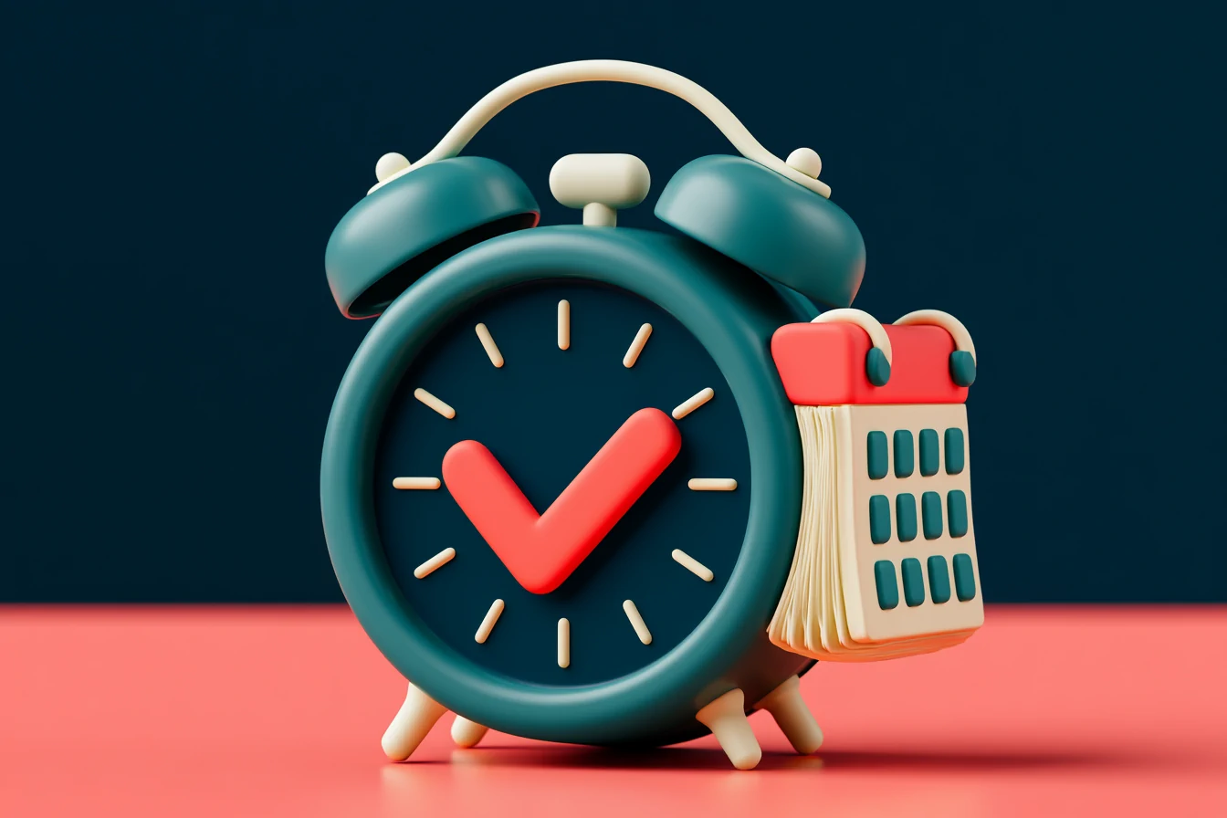Active confirmation to reduce the cost of no-shows: a hand placing a coral piece that fills the gap of a missed appointment, on a navy background