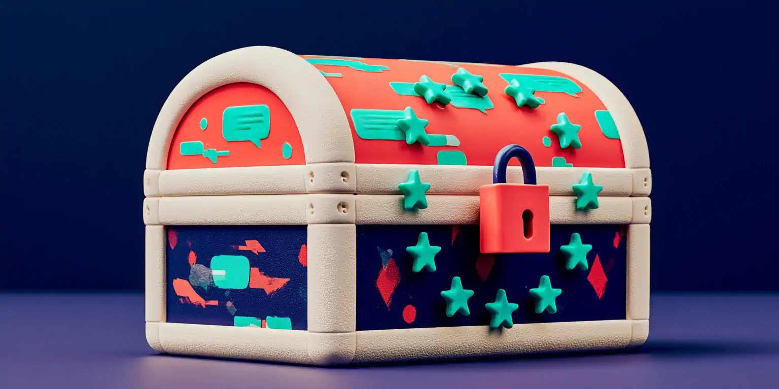 Where a chatbot's data is stored: a matte-clay server protected by the EU's teal ring of stars on a navy background