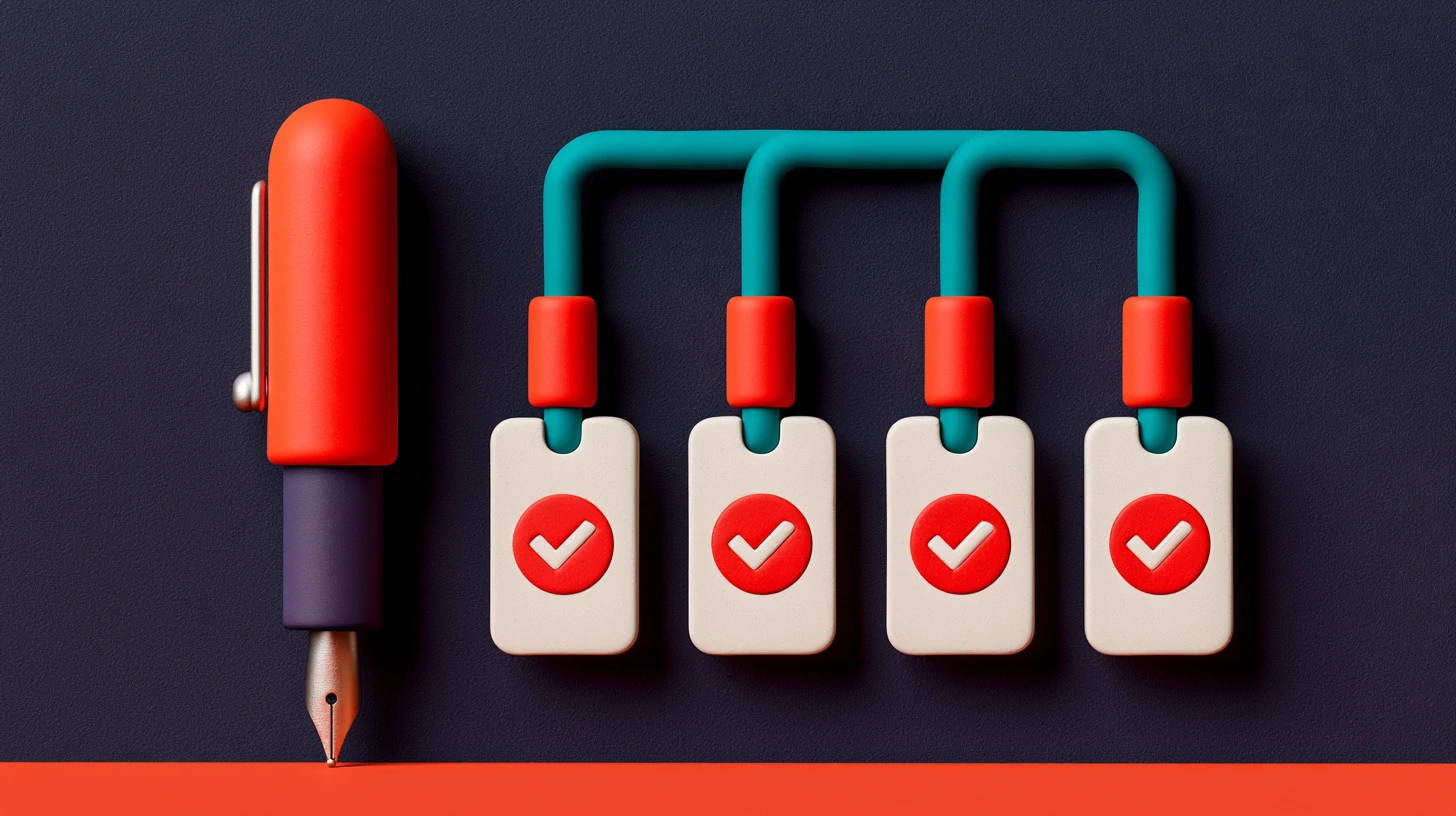 A chain of five coral follow-up messages connected by a teal thread on a navy background: the AI writes each of the lead's follow-ups, editorial-clay style