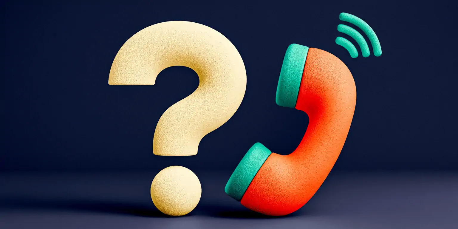 The AI customer service concerns: a matte-clay headset split by a clean seam between a coral half and a teal half, on a navy background