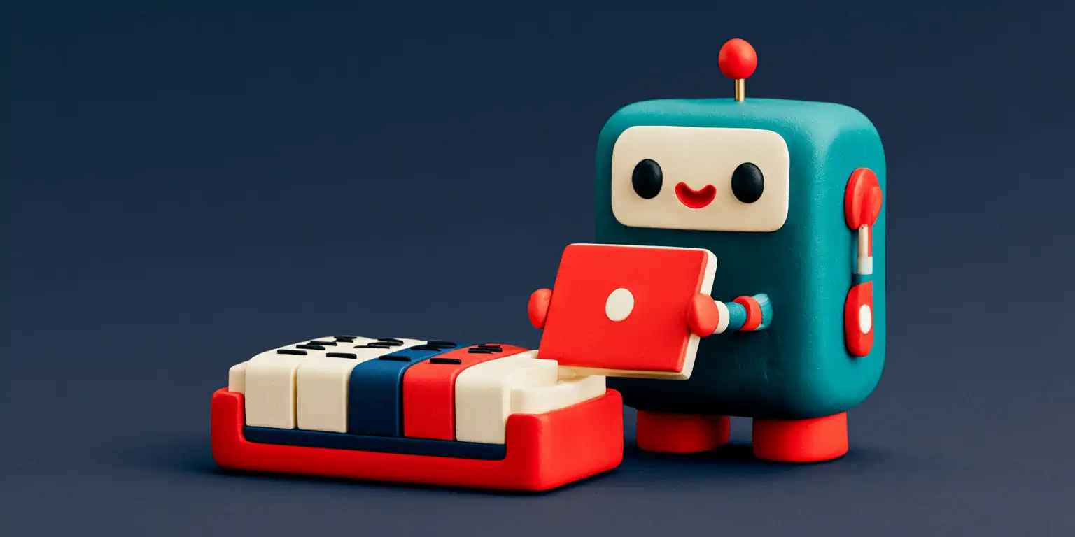 Sales pipeline on a clay Kanban board where a coral lead card slides on its own between columns, guided by a thread of teal light, with no Zapier