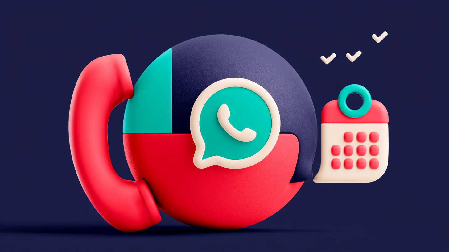 Appointment reminder schedule on a timeline: three markers staggered toward the appointment day—at booking, 24 hours out, and same-day—with a coral yes/no toggle on the day-before confirmation