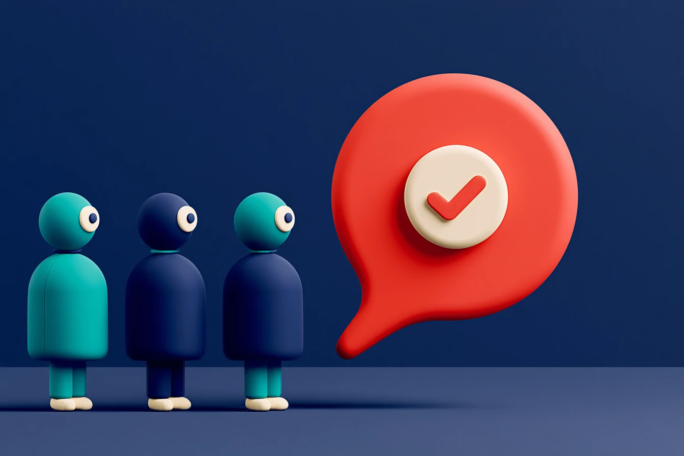 An ordered appointment waitlist: a queue of three teal client cards facing a coral WhatsApp bubble with an accept button, on a navy background, showing an orderly, spam-free offer