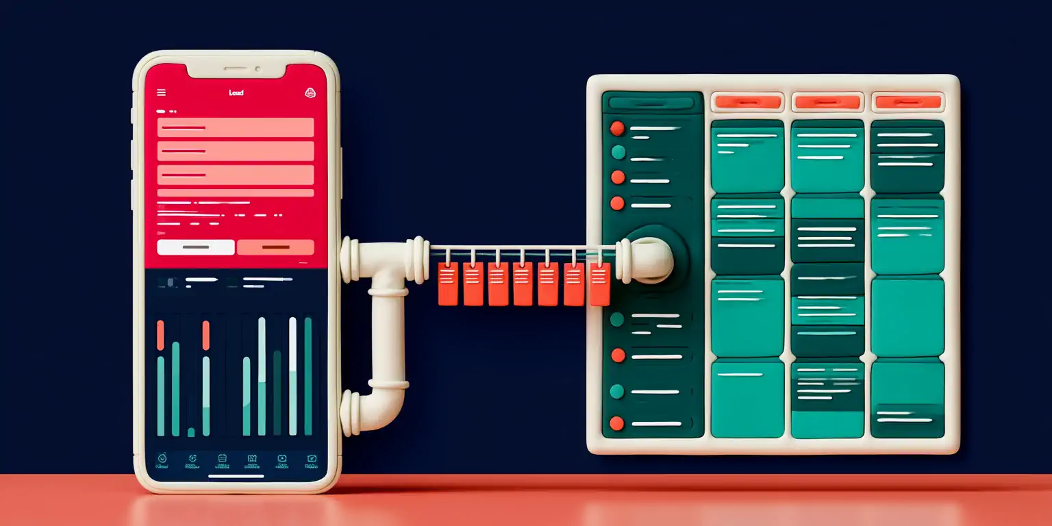 A Meta Lead Ads form connected to a CRM by a direct pipe to the lead board, with no leaks
