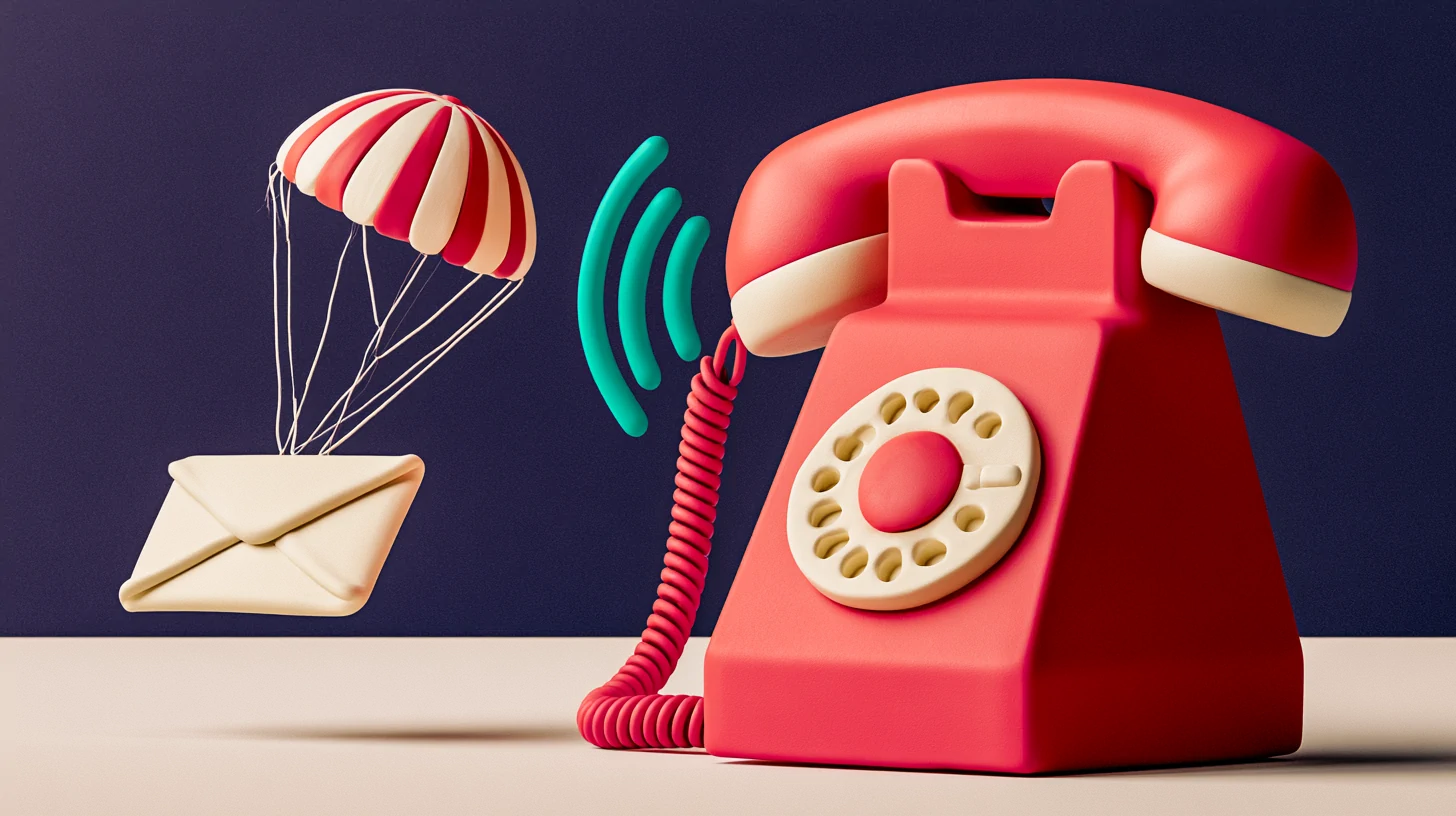 An automatic missed-call text landing late on top of a coral call an AI agent already answered live