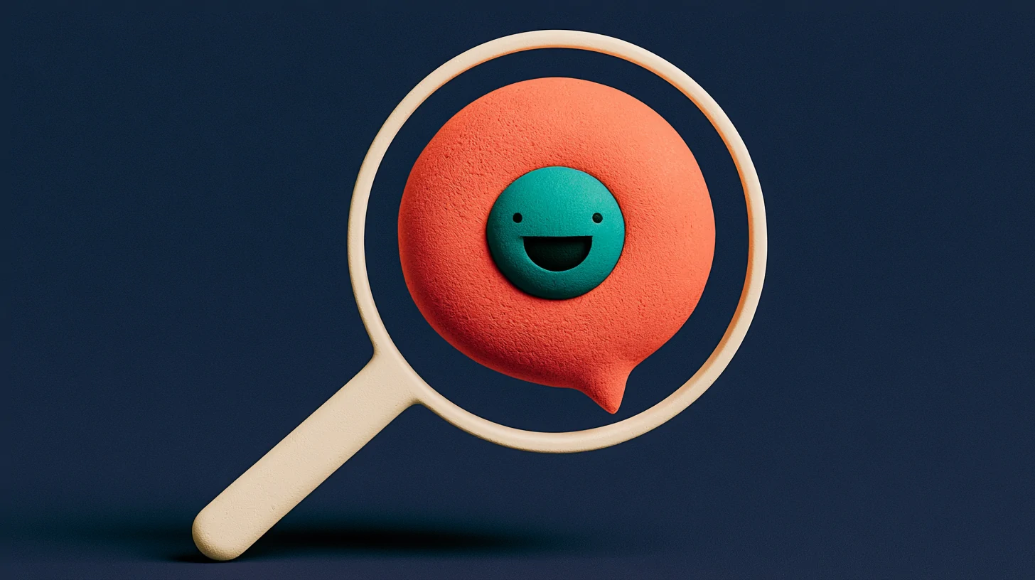 Three call cards in navy, each with a colored dot (teal, bone, coral) from the sentiment analysis that classifies the customer's tone as positive, neutral or negative