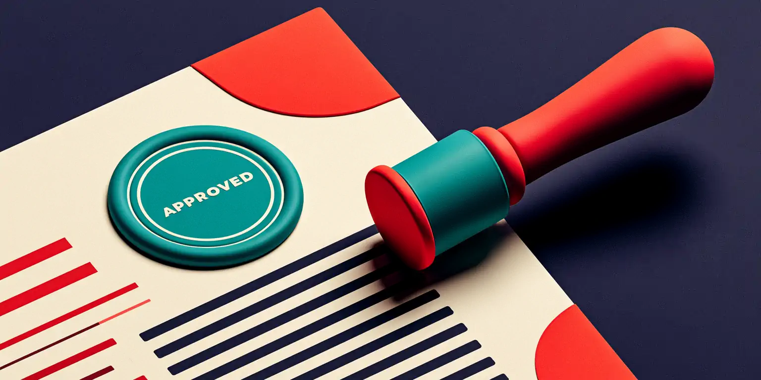 Appointment cancellation policy template on a matte bone-colored 3D document with a folded coral corner and a teal 'ready' stamp, on a navy background, in Totem's editorial-clay style