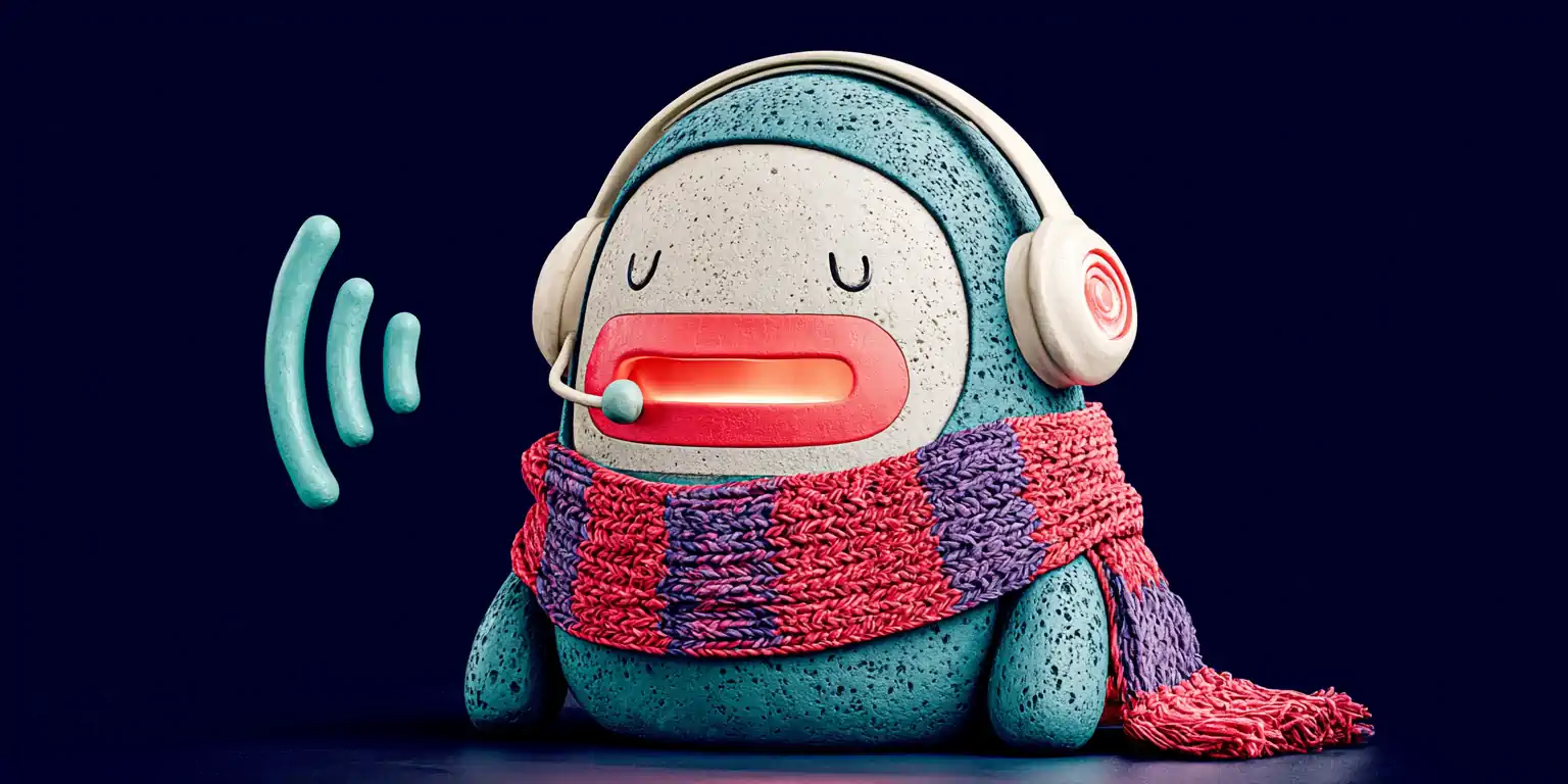 An AI virtual receptionist that answers instantly, illustrated as a coral front-desk headset on a navy background with a teal ring expanding like a sound wave as it picks up