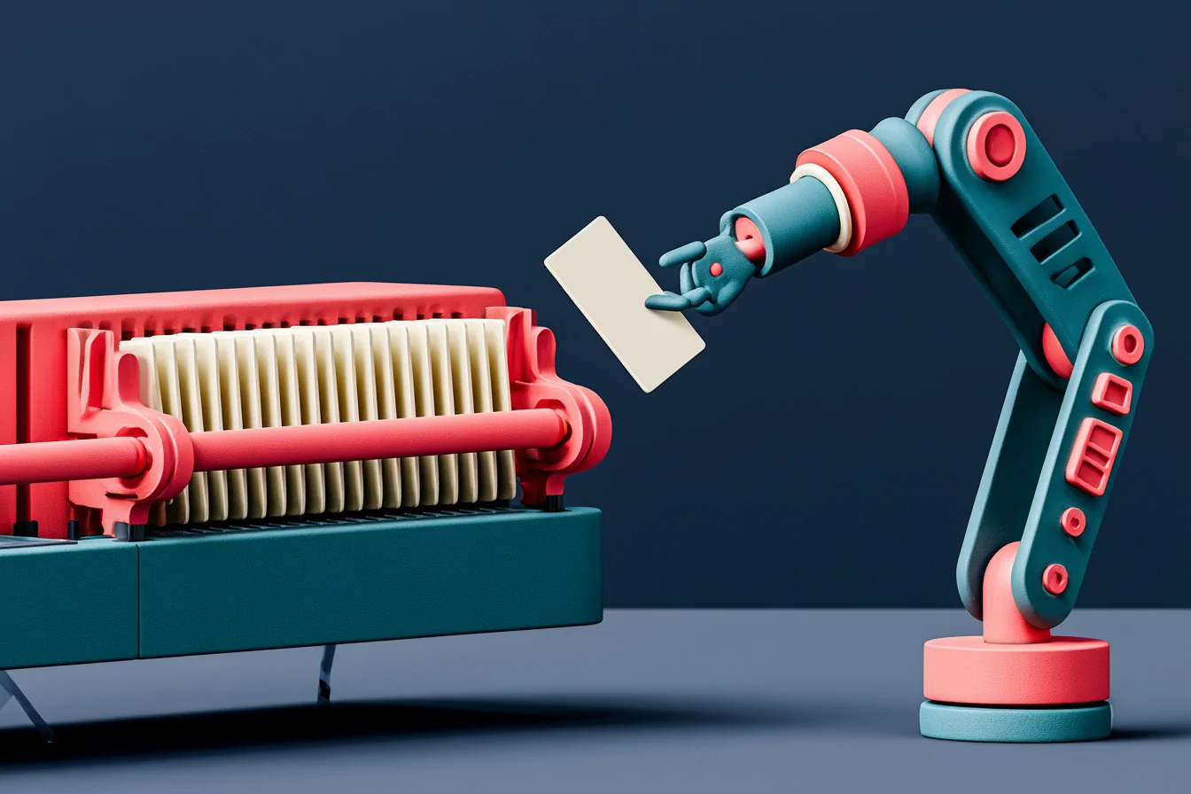 A teal lead card with the confirmed appointment advancing across a navy Kanban board, pushed by a coral AI spark