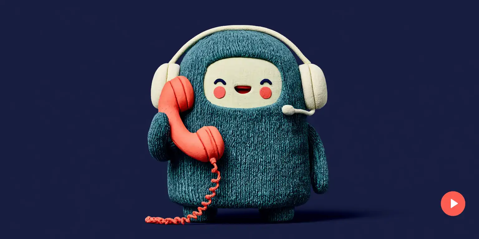 AI virtual receptionist: a matte reception bell with a teal voice wave rising from it on a navy background