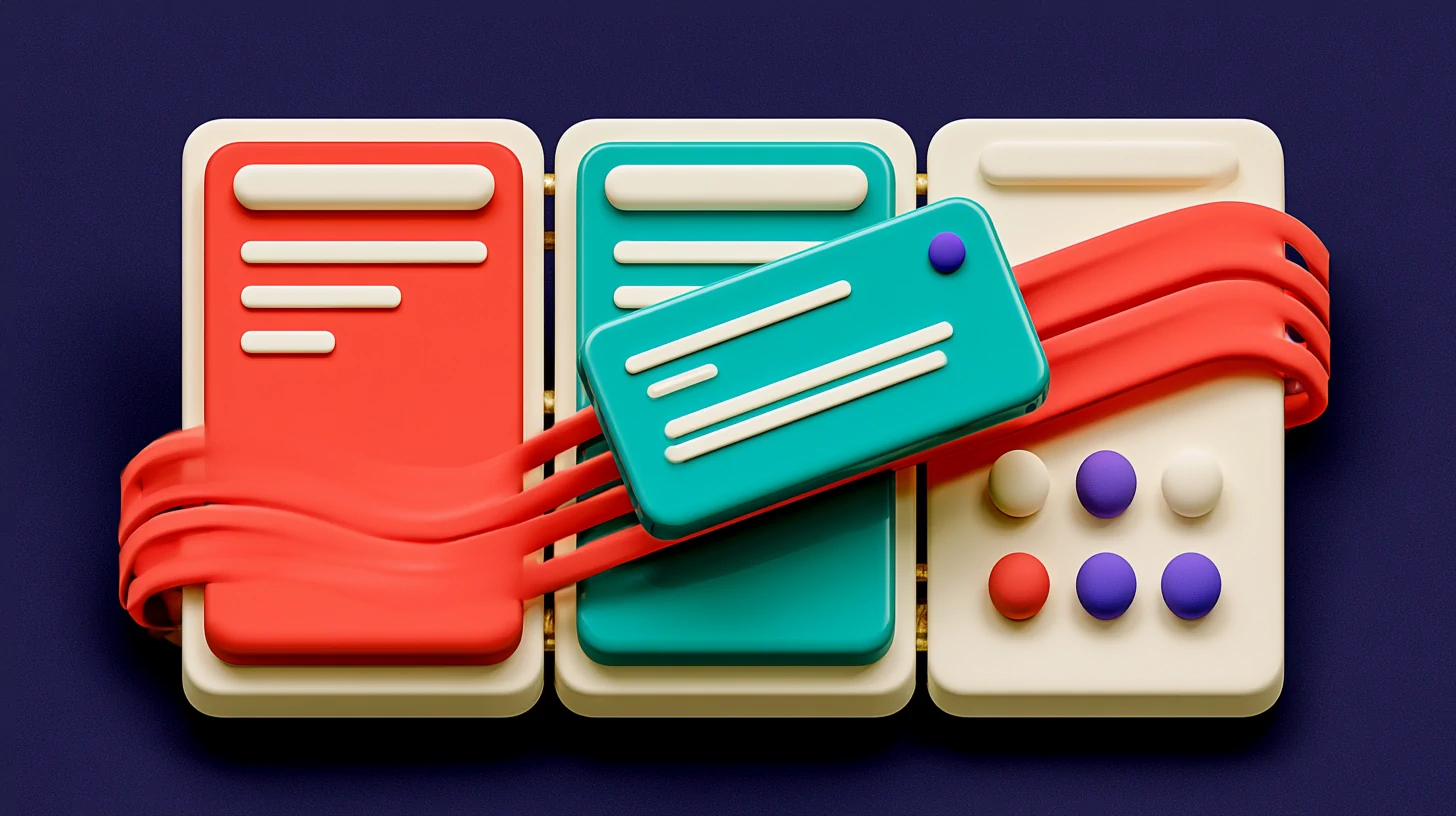 All-in-one platform: a clay Kanban board with a teal lead card sliding on its own from one column to another with no wires or Zapier, on a navy background