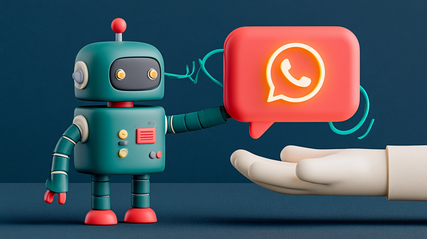 Warm handoff in a WhatsApp shared inbox: a conversation passes from an AI node to a human agent along a clean cable