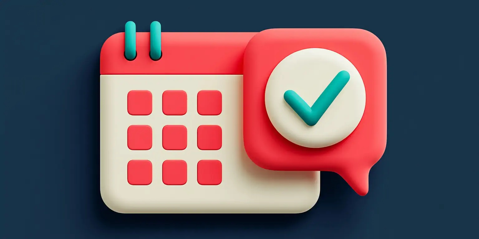 Appointment reminder comparison: three matte 3D message bubbles (WhatsApp, text, email) on a tiered podium, navy background, Totem editorial-clay style
