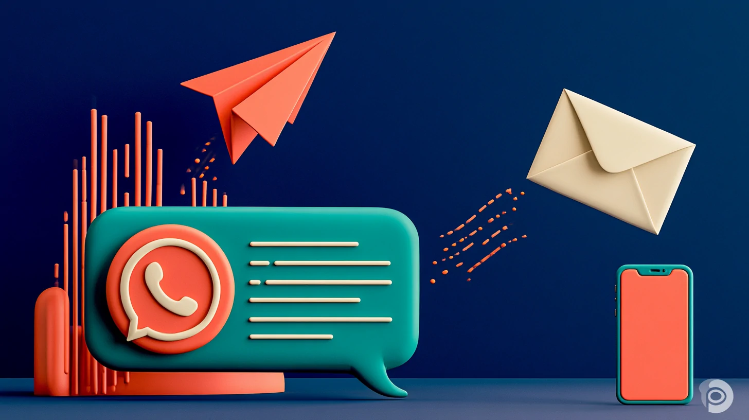 WhatsApp appointment reminder with a finger about to tap the confirm button inside the chat, matte 3D bubble on a navy background